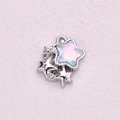 Star shaped silver pendant with iridescent opal center and sparkling rhinestones - Iridescent Stars Combination Style (8)