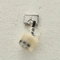 Bubble tea resin charm with stainless steel modular link for DIY Italian bracelets - Beige Boba Tea (25)