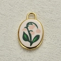 Vintage oval lily of the valley flower pendant with gold metal frame for DIY jewelry - Lily of the Valley Style (2)