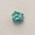 Italian charm link with light blue enamel flower and glitter base for DIY bracelet - Light Blue Flower Style (8)