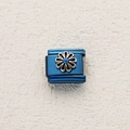 Blue stainless steel Italian modular charm featuring a silver and blue daisy flower - Silver Daisy Embellishment (5)
