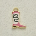 Cowboy boot pendant in pink and white enamel with snake pattern and gold edges - Black Snake Pattern (5)