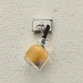 Italian charm link featuring a miniature resin orange drink bottle on stainless steel - Orange Yellow Boba Tea (26)