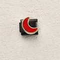 Italian modular bracelet charm with black base and red crescent moon gold border - Red Gold Crescent Style (9)