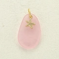Pink frosted sea glass pendant with a golden starfish accent on a sleek gold bail - Golden Starfish Style (17)
