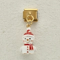 Italienischer Charm-Link mit weißem Schneemann-Anhänger in Goldoptik für Armbänder - Weihnachtsschneemann (4)
