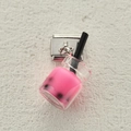 Pink bubble tea resin charm on stainless steel Italian bracelet link for DIY jewelry - Pink Boba Tea (27)