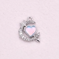 Silver alloy heart pendant with iridescent gem and sparkling rhinestones on pink felt - Heart Iridescent Rhinestone Style (10)