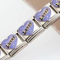 Bracelet modulaire italien en acier inoxydable avec cœurs violets gravés Lover - Style LOVER Amant