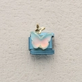 Italian charm link featuring a double blue butterfly design on a blue stainless steel base - Blue Butterfly Style (10)