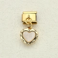 Goldenes italienisches Modular-Element mit geprägtem Herzanhänger und Emaille-Inlay - Emailliertes Herz Stil (4)