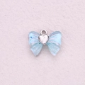 Sweet blue iridescent bow pendant with silver heart center for DIY jewelry making - Iridescent Bow Heart Style (11)