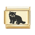 Charm modulare in acciaio dorato con gatto in smalto nero per bracciale fai-da-te - Stile Immagine di Gatto in Smalto Nero