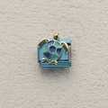 Italian charm link with green enamel turtle design on blue stainless steel base - Sea Turtle Shape Style (11)