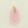 Pink frosted sea glass pendant with golden nautilus shell and sparkling diamond accent - Nautilus with Single Diamond (19)