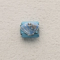 Italian charm link featuring a light blue enamel shell with sparkling rhinestones - Light Blue Shell Style (12)