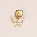 Italian modular charm in golden finish featuring a butterfly with white faux pearls - Artificial Pearl Butterfly Style(2)