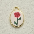 Colgante ovalado dorado vintage con rosa roja para collares y pendientes DIY - Estilo de Rosa Roja (6)