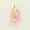Pink matte stone pendant with golden seahorse charm for beach style necklace jewelry - 3D Golden Seahorse (20)