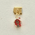 Goldenes Weihnachts-Link-Modul mit rotem Haus-Anhänger für DIY-Armbänder im Urlaub - Lebkuchenhaus (7)