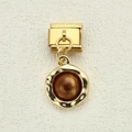Charm modulare italiano dorato con pietra marrone glitterata per bracciali fai da te - Stile Texture Tonda (6)