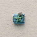Italian modular charm featuring light blue metal with a green starfish and zircon accent - Turquoise Starfish Rhinestone Style (13)