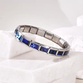 Modular stainless steel link bracelet featuring starry sky and floral enamel charms - Style 15 (ZT-MK-298)