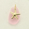 Golden starfish alloy pendant with a matte pink resin stone in a beach style design - Grain Textured Starfish (21)