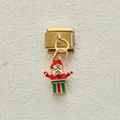 Italienischer Modul-Charm in Goldoptik mit Weihnachtsmann, der aus einem Geschenk springt - Weihnachtsmann im Geschenkkarton (8)