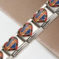 Maillon de bracelet italien avec cœur émaillé tricolore et gravure Guarding - Style GUARDING Protection