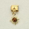 Maglia charm italiana con ciondolo a sole dorato e gemma occhio di tigre lucida - Stile Sole Occhio di Gatto (7)