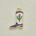 Vintage western boot pendant with green cactus pattern and colorful enamel finish - Green Cactus Pattern (10)