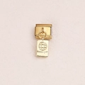 Italian charm bracelet link in gold with passport engraving and globe design - Passport Pattern Style(4)