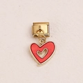 Italian modular charm featuring a gold plated red enamel heart pendant for DIY jewelry - Hollow Heart Style (3)