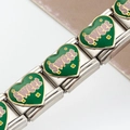 Maillon de bracelet italien en acier inoxydable avec cœur en émail vert et texte sweet - Style SWEET Doux