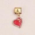 Italian modular bracelet charm with red enamel heart pendant and golden bow detail - Bow Heart Style (4)