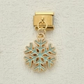Italienisches Charm-Armbandglied in Gold mit hellblauem Emaille-Schneeflockenanhänger - Blaue Schneeflocke (10)