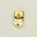 Charm modulare italiano in acciaio dorato con pendente a cuore e incisione Forever - Stile Cuore Forever (9)