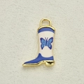 Vintage boot pendant with blue butterfly pattern and gold plating for jewelry DIY - Blue Butterfly Blue Boot (12)