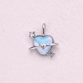 Sweet light blue heart pendant with planet ring and sparkling crystals in silver finish - Rainbow Heart Planet Ring Style (16)