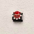 Italian charm link with red gemstone and pearls on a black stainless steel base - Vintage Royal Red Diamond Pearl Style (16)