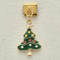 Weihnachtsbaum-Anhänger für DIY Edelstahlarmband in Gold-Finish und grüner Emaille - Grüner Weihnachtsbaum (11)