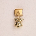 Charm natalizio dorato per bracciale con ciondolo a campana e corna di renna - Stile Campana Renna (5)