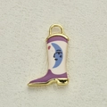Vintage gold boot pendant with purple and beige enamel moon design for DIY jewelry - Blue Moon Pattern (13)
