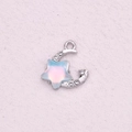 Blue opal star and crescent moon silver pendant with crystal rhinestones for necklaces - Iridescent Star Crescent Moon Style (17)