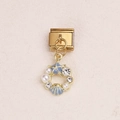Italienischer Modul-Anhänger in Gold mit blauem Seestern, Muschel, Perlen und Kristallen - Ozean Emaille Muschel Seestern Strass Stil(8)