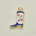 Blue boot shaped pendant with pink hearts and arrows for DIY jewelry making - Pink Hearts Blue Arrow (14)