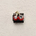 Italian charm bracelet link featuring a red cherry design with crystals on black metal - Fun Red Cherry Diamond Style (18)