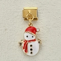 Italienischer Charm-Link mit festlichem Schneemann-Anhänger in Gold-Edelstahl - Schneemann mit Roter Mütze (13)