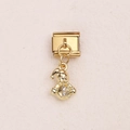 Maglia charm italiana dorata con pendente a pupazzo di neve e strass bianchi - Design a Pupazzo di Neve (7)